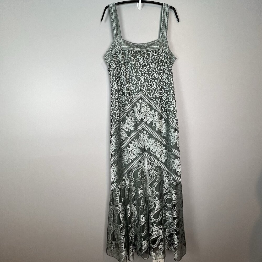 Vintage Damianou Blue Green Sparkle Knit Gown Fitted Sz Medium Retro 20s/30s